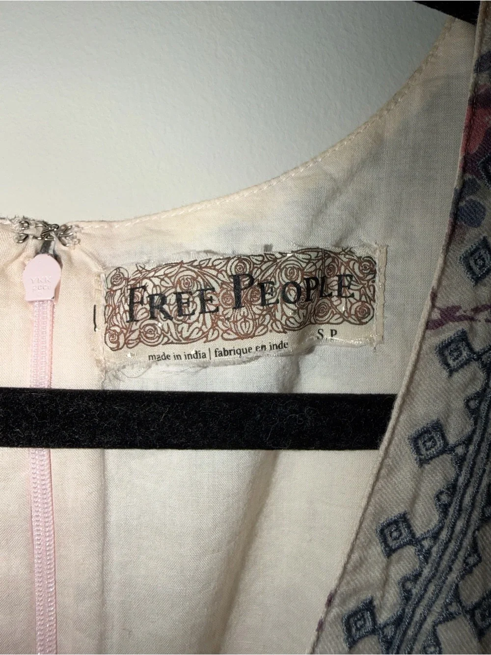 Free People Cream Mini Dress with Dusty Rose & Muted Blue Floral - Picture 3 of 3